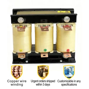 0.7kVar Low Voltage Three Phase Series Filter Reactor Transformer & Capacitors Reactor Copper Iron Core 50/60Hz 30dB