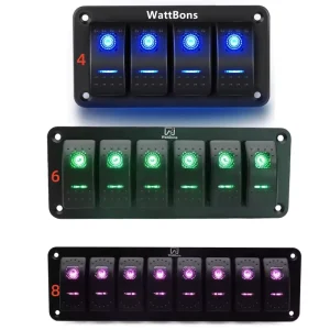 1 2 3 4 5 6 7 8 Gang Marine Car Rocker Switch Panel Waterproof 12V 24V on OFF Toggle Switch for Automotive Truck Boat RV Bus