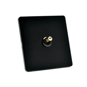 1 2 3 4 Gang Retro Gold Toggle Waterproof UK Single Pole 2 Way 16A Black Panel Wall Light Switch