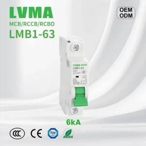1-63A AC MCB 230V 400V 6kA 10kA RCBO Li Protection Miniature Circuit Breaker for Residential and Commercial Distribution