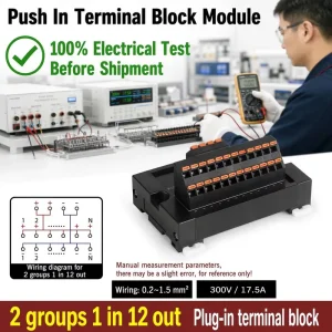 1 in 8 Out Straight in Terminal Block Module 0.2-1.5mm² 300V for Industrial Control Panels and Automation Cabinets