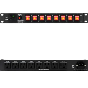 1.5U PDU Network Rackmount Surge Protection Rack Power Strip 15A 10 Sockets