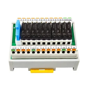 10 Channel 10P 5A 250VAC 24VDC Sealed Electromagnetic Ag Alloy Low Power Live Plug In Relay Module 1NO Terminals Control