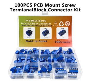 100 PCS KF301 2P 3P 4P Type PCB Terminal Block with 5.08MM Terminals and Detachable Plug in Kit Box