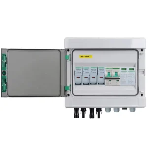 1000V DC PV Combiner Box 2 in 2 Out ABS Plastic IP65 Solar Distribution Box with Circuit Breaker SPD for Home Rooftop System