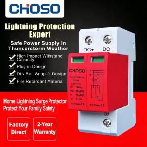 1000V DC Parafoudre 2P 40kA T2 Industrial SPD Surge Protective Device Lightning Protection Voltage Protector for Solar PV System