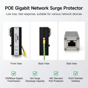 1000m Ethernet POE SPD 24V 48V DC Lightning Protection RJ45 Surge Protector Network Protective Device