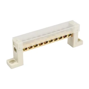 100A 100V Copper DIN Rail Ground Terminal Block with Earth Neutral Bar Screw Connection for Power Distribution 3 Months Warranty