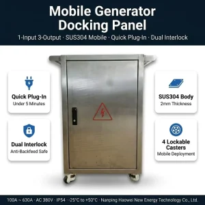 100A Portable Temporary LV Switchgear Cabinet Distribution Box Quick Plug IP54 Dual Interlock 220V 380V Construction Site Remote