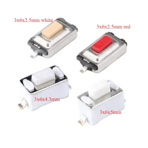 100PCS Tact Switch Micro Switch 2Pin 3X6 3*6*4.3mm 3*6*2.5mm White Red Button Tactile Tact Push Switch SMD