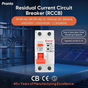 100mA 2P A-Type RCCB 415V 6kA DIN Rail Leakage Protection Circuit Breaker for Household and Industrial Electronic Equipment