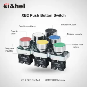 10A 22mm XB2 Zinc Plating Metal Silver Self locking Electronic Flat Push Button Switches 6 Colours Home Appliance