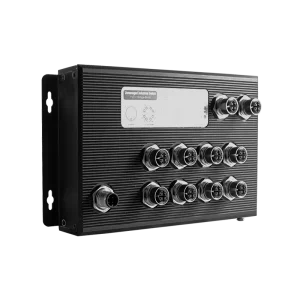 10GE M12 X-Code Unmanaged PoE++ Industrial Switch IP68 DC12-36V Wall Mount -40~80°C Fanless Aluminum with QoS and PoE Function