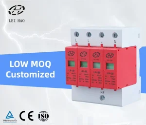 10KA 20KA 385V 4P AC SPD Surge Protector T2 Three Phase Class 2 CE LeiHao Lightning Protection Solar System