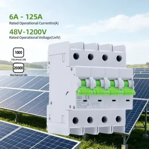 10kA DC Micro Miniature Circuit Breaker 4P 1200V DC MCB 1A to 63A for Solar Combiner Box PV System Protection Miniature Switch