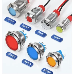 10mm LED Pilot Lamp Indicator Light Flat Metal Screw Terminal With Red Green Yellow Blue White Kinds Color 220Vac Signal Light