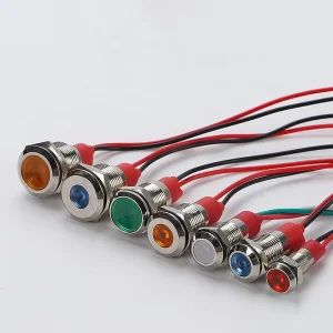 10mm Metal Indicator Light Switch Waterproof and Luminous LED Indicator Light with Wire Indicator Light 3V 220V