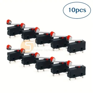 10pcs KW12-3 Micro Limit Switch Model FUS-KW12-3 AC 250V 5A SPDT 1NO 1NC with Roller Lever Arm Black