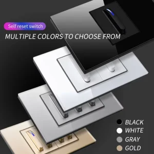 118 Type Gold Piano Key Plastic Push Button Reset Switch 16A LED Indicator Light Universal Socket Home Hotel Office Decoration