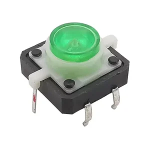 12*12*7.3mm TS-G010 LED Tactile Push Button Switch Through Hole Self-Reset Momentary Micro Tact Switch Green LED Light