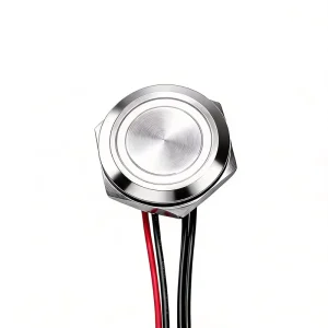 12 16 19 22mm 12V Custom Ultra Short Power Switch Metal Black Slivery Anti Vandal LED Ring Light Push Button with Wire