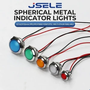 12 16 19 22mm Spherical Metal Indicator Light Dual Color Three Color Metal LED Indicator Light Waterproof Equipment Signal Light