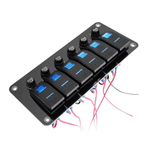 12 24V 6 Position Marine Rocker Switch Panel Waterproof LED Control Panel with Separate 10A Fuse for RV Ship Off road Vehicle