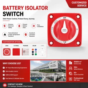 12-32V 300A M-Series Mini Dual Circuit Copper Battery Disconnect Switch Red Marine Boat RV Waterproof IP67