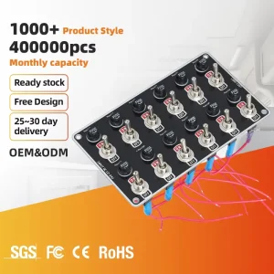 12 Position Toggle Switch Control Panel Fuse Protected Metal Control Panel for Auto Camper Van Yacht Boat Marine Heavy Duty