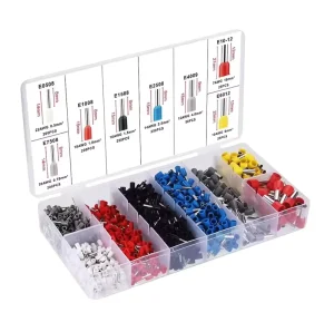 1200pcs European Type Ve Boxed Tubular Cold Crimp Terminals Electrician Electrical Insulation Kits with Terminal Blocks