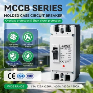 125A 150A 160A 200A 250A DC 50/60Hz Waterproof MCCB Breaking Capacity Molded Case Circuit Breaker Electronic