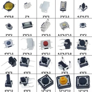 125Pcs 25 Types Micro Tact Push Button Switch Assorted Kit SMD DIP 2*4 3*6 4*4 6*6 12*12 Reset Mini Leaf Switches