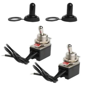 12MM Rocker Toggle Switch with 130MM Two Black Wires 6A 125V Latching for Car Truck Boat Marine