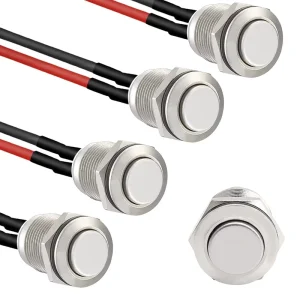 12MM metal push button switch self resetting push button switch with soldered wires waterproof push button switch