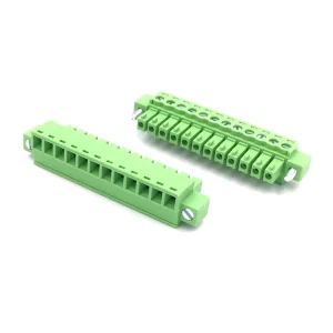 12P Female Connectors Green Brass Terminal Blocks PH3.81mm Pitch 250VAC 8A PA66 Insulator CE Certified PCB Applications