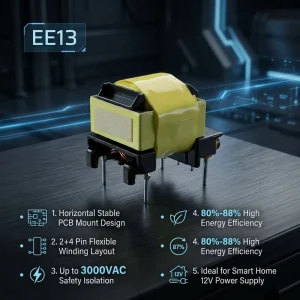 12V 10W EE13 Ferrite Core Transformer 2+4 Pin Horizontal for Switching Power Supply LED Driver Isolation Factory Price