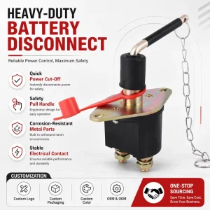 12V-24V 250A Car Truck Power Starter Switch Battery Disconnector Isolator Universal Main Cut-off Switch for SUV Car Truck Boat