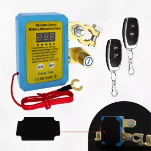 12V/24V Auto Remote Power Cut-off Battery Disconnect Switch with LED Voltage Display Aluminum Alloy 240A Continuous Rating