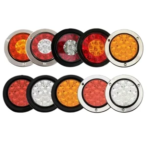 12V 24V LED Trailer Tail Light Turn Signal Brake Light for Trucks 4 Inch CMC Single Light Dual Color Rubber