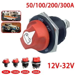 12V 32V Disconnecter Power Isolator 50A 300A 2 Pole Red Copper Cut Rally Switch Kit for Car Motorcycle Truck Boat Battery