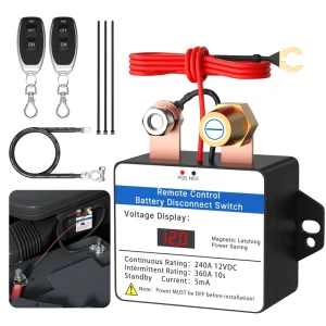 12V 360A Kill Switch Anti Theft Wireless Remote Control Relay Fobs for Cars Boats LED Voltmeter Remote Battery Switch