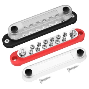 12V-48V Bus Bar M8 Terminal Studs Fuse Block Cover Positive Negative Automotive Marine Electrical Systems Plastic Metal Contacts