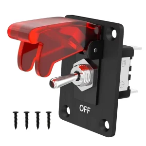 12V DC 20A LED Illuminated Metal Toggle Switch 3 Pin ON/OFF SPST with Mounting Panel IP65 Rated CE Certified