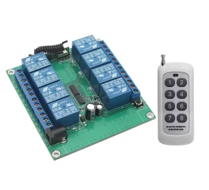 12V DV 10Amp Relay Module 8 Channel Remote Control Controller Wireless RF Switch Circuit Board for Alarm System Home Appliance