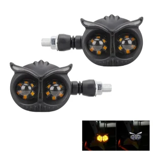 12V Motorcycle Owl Mini Dual Colors White Amber LED High Brightness Turn Signals Indicator Lights Blinkers Flashers