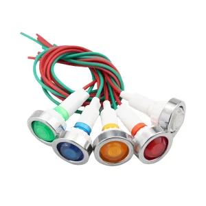 12V Plastic LED Indicator Light with Red Yellow Blue Green White Signals 10mm Wire Signal Lamp