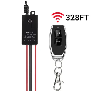 12V Wireless Remote Control Switch Relay DC 5V-48V/AC 100V-240V, 328FT Control ON/OFF Switch for Car RV Motor LED Light Fan Pump