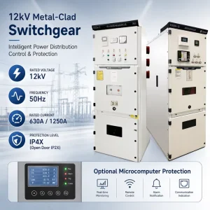 12kV Armored Metal Clad Switchgear 1250A Arc Flash Resistant Five Locking System IEC 62271 Factory OEM