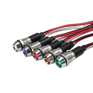 12mm 230v Waterproof IP67 LED Indicator Light Colorful Wire Red Blue Green Indicator Lights