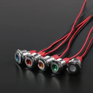 12mm Metal Indicator LED Indicator Light Wire Power 3V 5V 12V 24V 220V Red Green Yellow Blue White Industrial Control Equipment